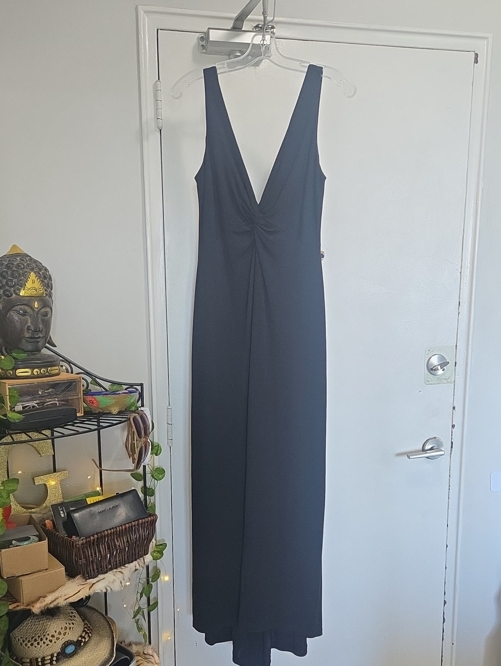 Sleeveless Black Twist-Front Maxi Dress